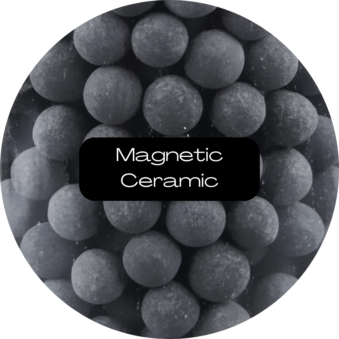 Close-up of black magnetic ceramic balls.